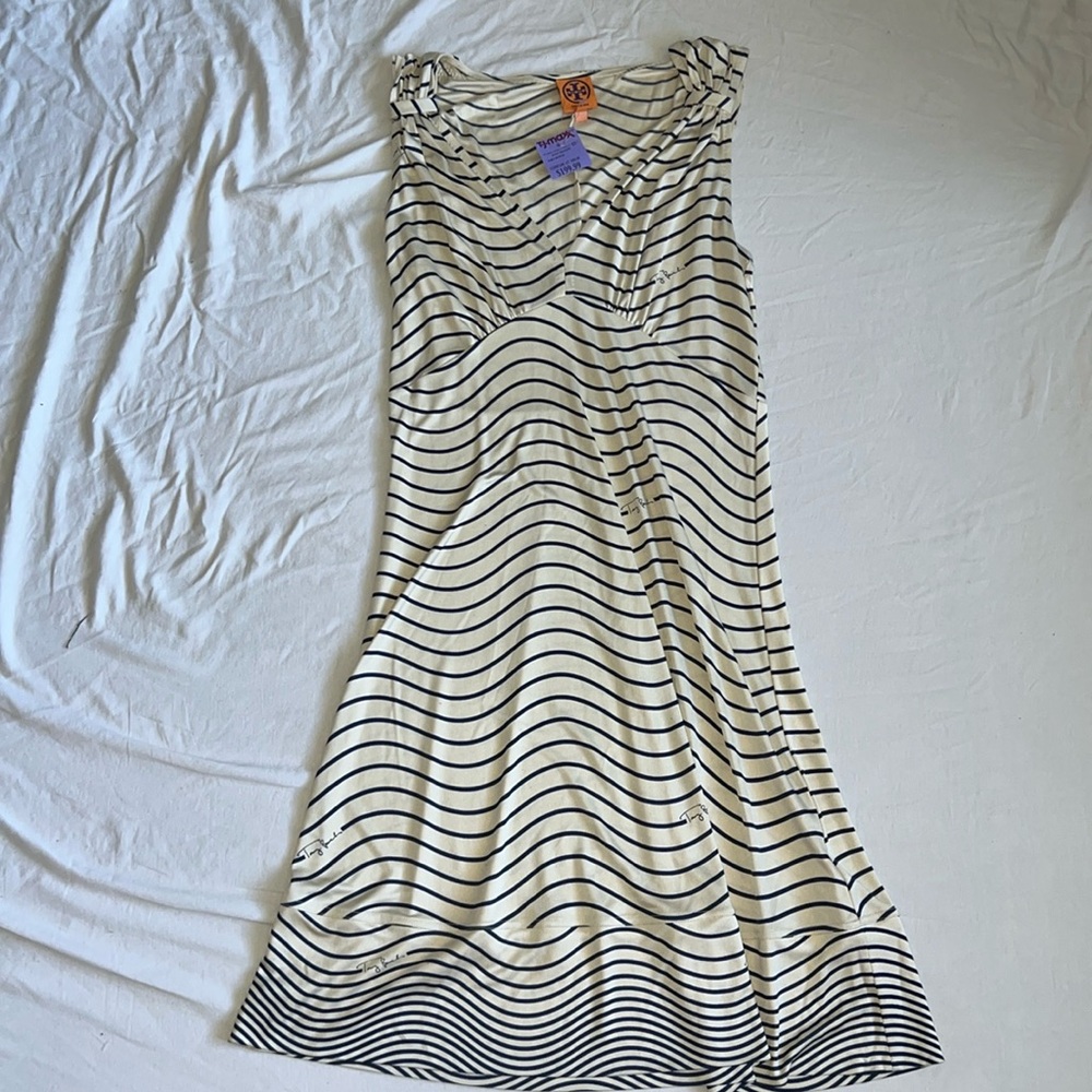 Tory Burch Striped Casual Dress Size Large NWT